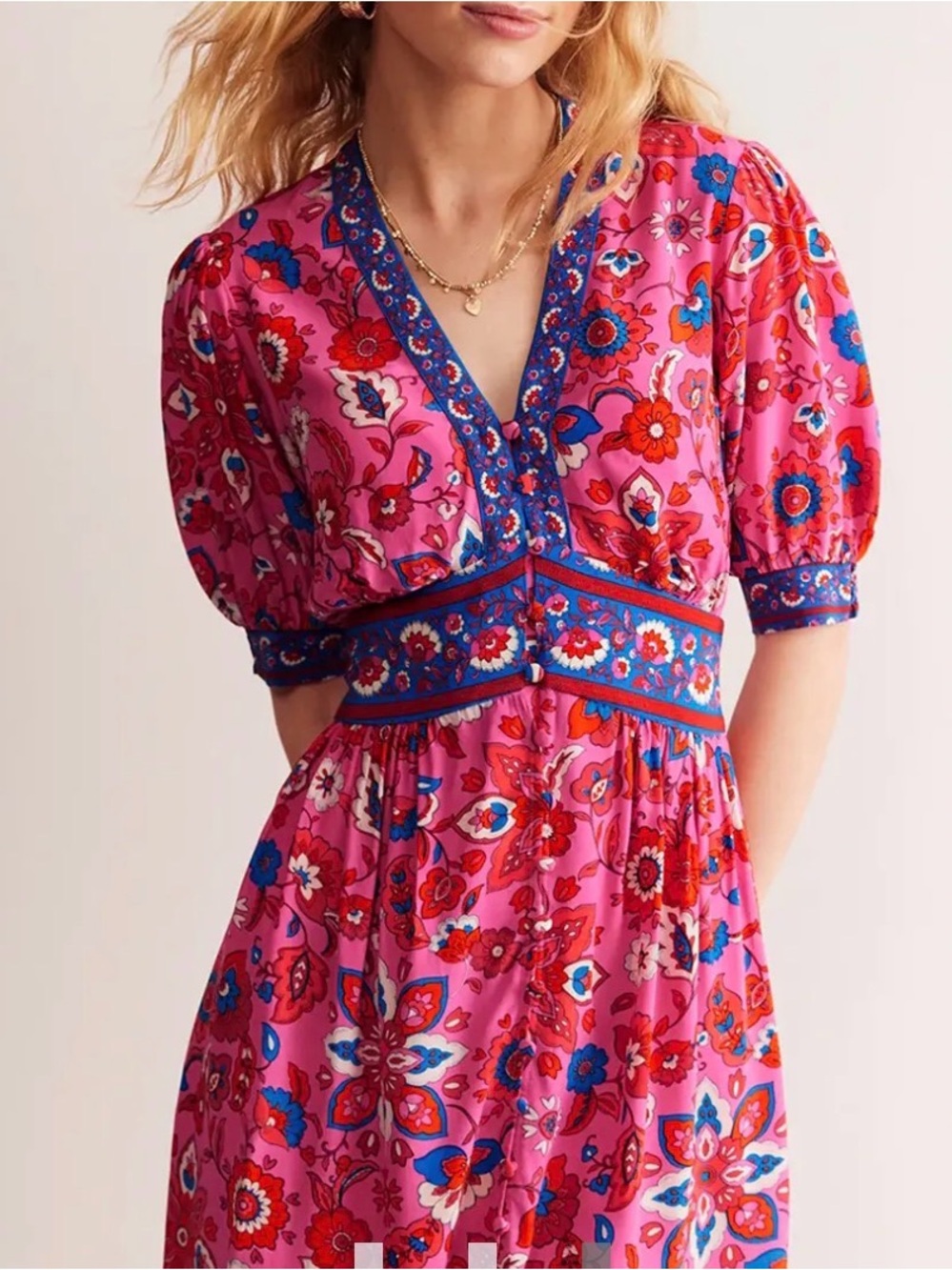 Boden Pink Elsa Midi Tea Dress - Picture 12 of 12